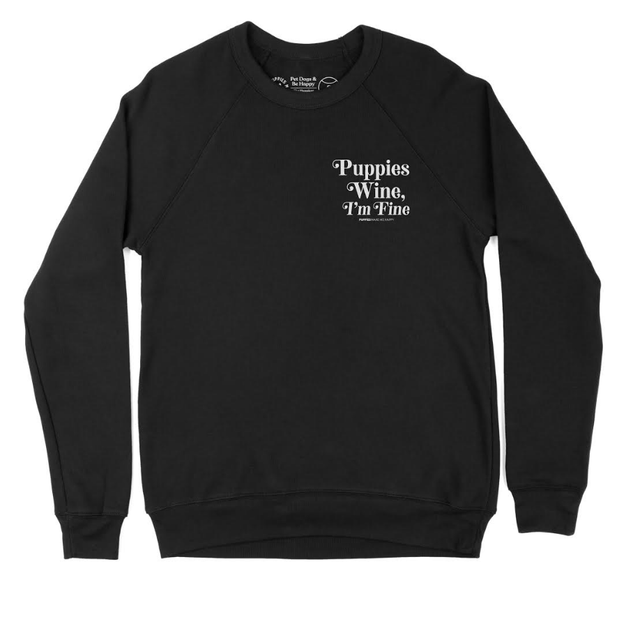 Puppies & Wine 2.0 Sweatshirt | Cozy Dog Lover Pullover - Puppies Make Me Happy