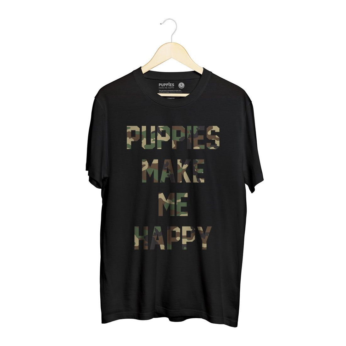 Camo Puppies Make Me Happy | Uni - Sex Crewneck Tee - Puppies Make Me Happy