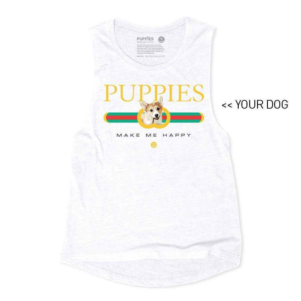 Your Dog Here | Custom Pup Lux Women’s Sleeveless Top | Dog Owner Gift - Puppies Make Me Happy