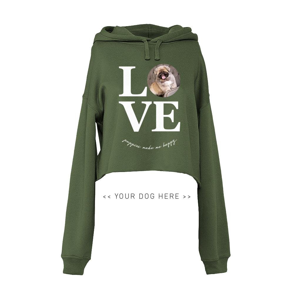 Your Dog Here | Custom True Puppy Love Crop Top Hood | Dog Owner Gift - Puppies Make Me Happy