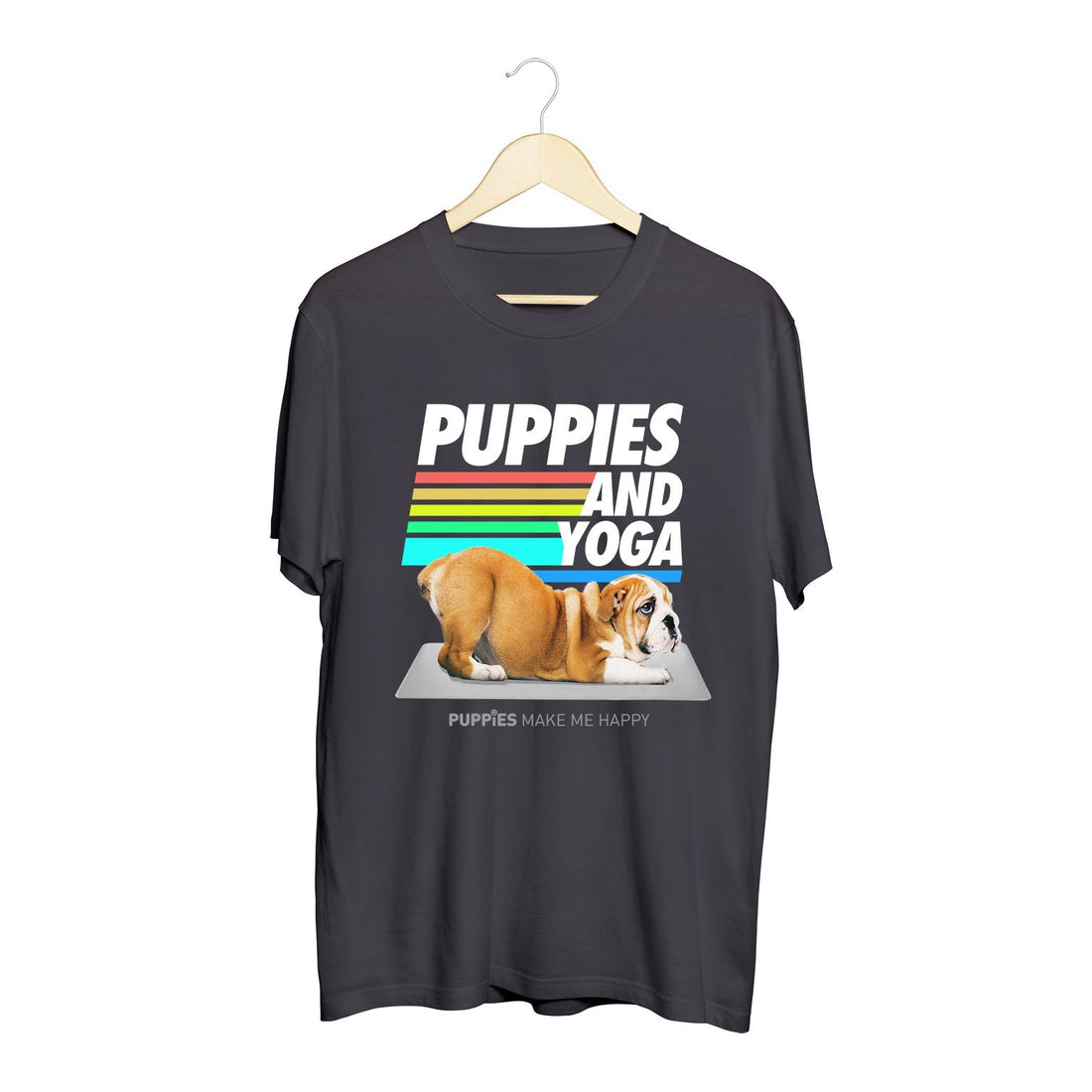 Puppies & Yoga | Puppies Soft Uni - Sex Crewneck Tee - Puppies Make Me Happy