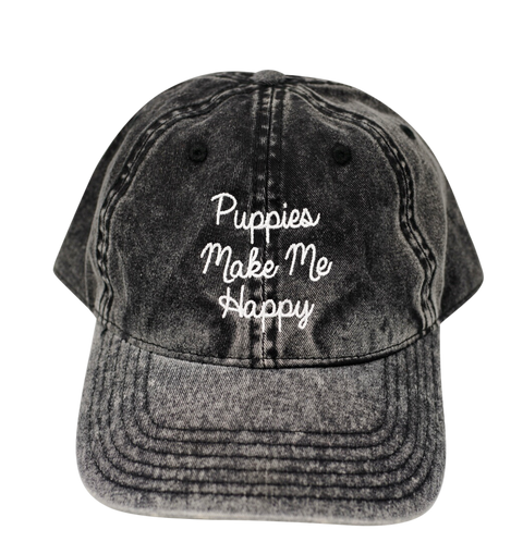 Love Letter | Distressed Strapback Hat - Puppies Make Me Happy