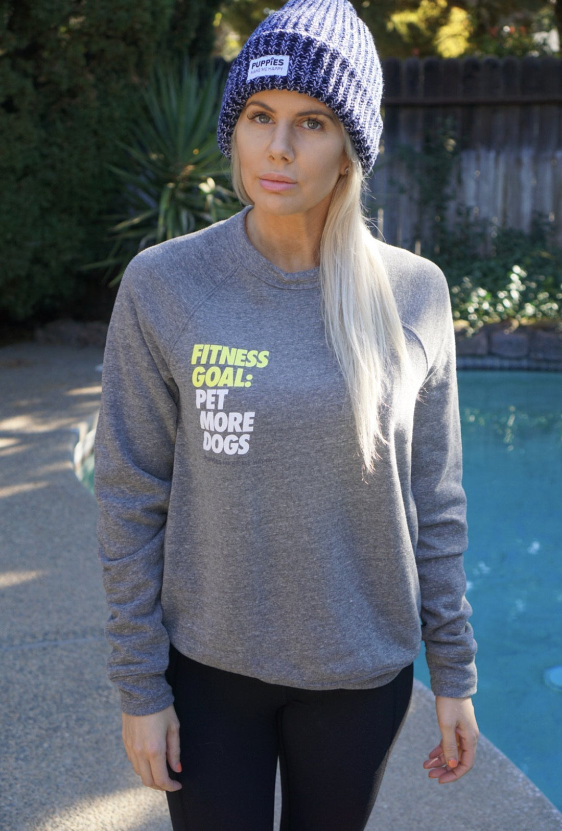 Fitness Goals: Pet More Dogs | Crewneck Sweatshirt | Dog Lover Gift - Puppies Make Me Happy