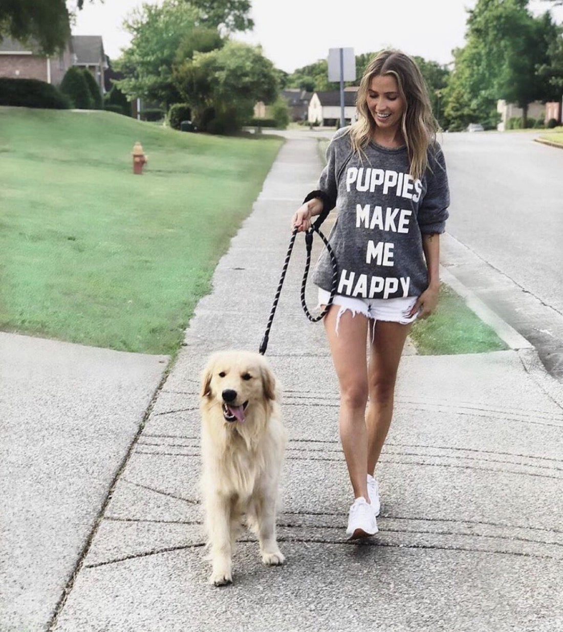 Acid Wash Oversized Crewneck Sweatshirt | Gift for Dog Lovers - Puppies Make Me Happy
