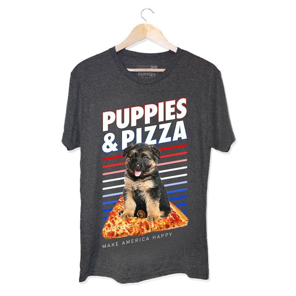 Puppies & Pizza | Gift for Dog Owner | Soft Cotton Uni - Sex Tee - Puppies Make Me Happy