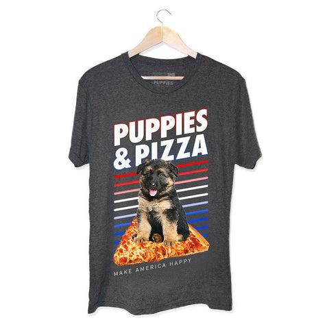 Puppies & Pizza | Soft Cotton Uni-Sex  Tee - Puppies Make Me Happy