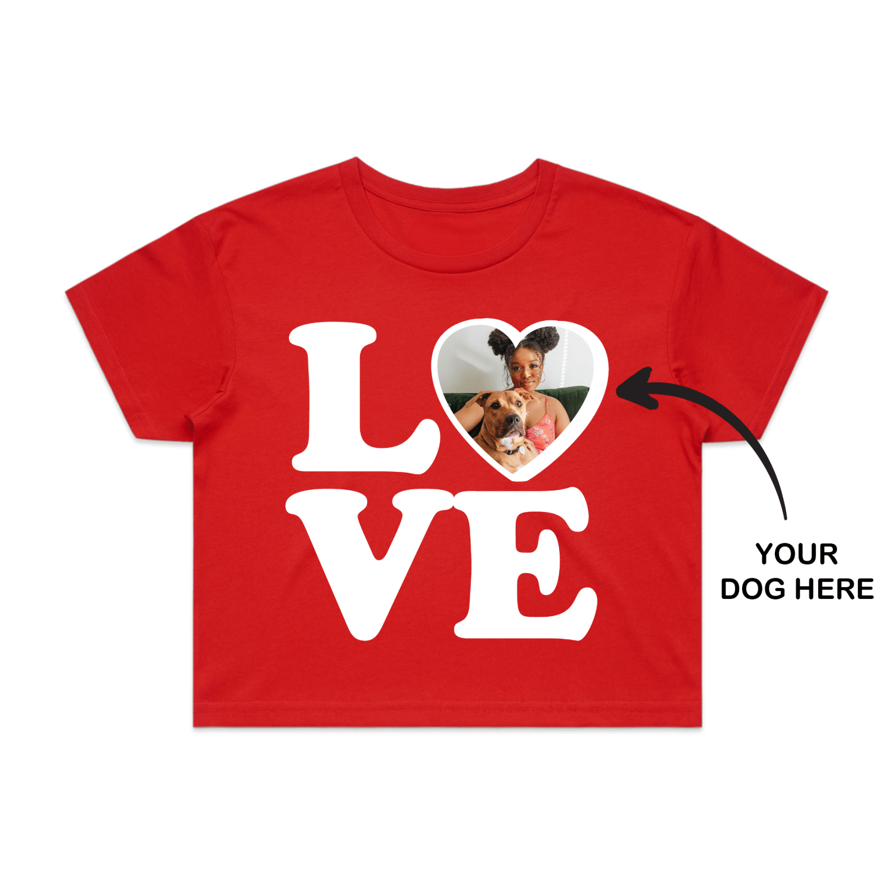 Your Dog Here | Personalized Big Love Crop Tee | Gift for Dog Lovers - Puppies Make Me Happy