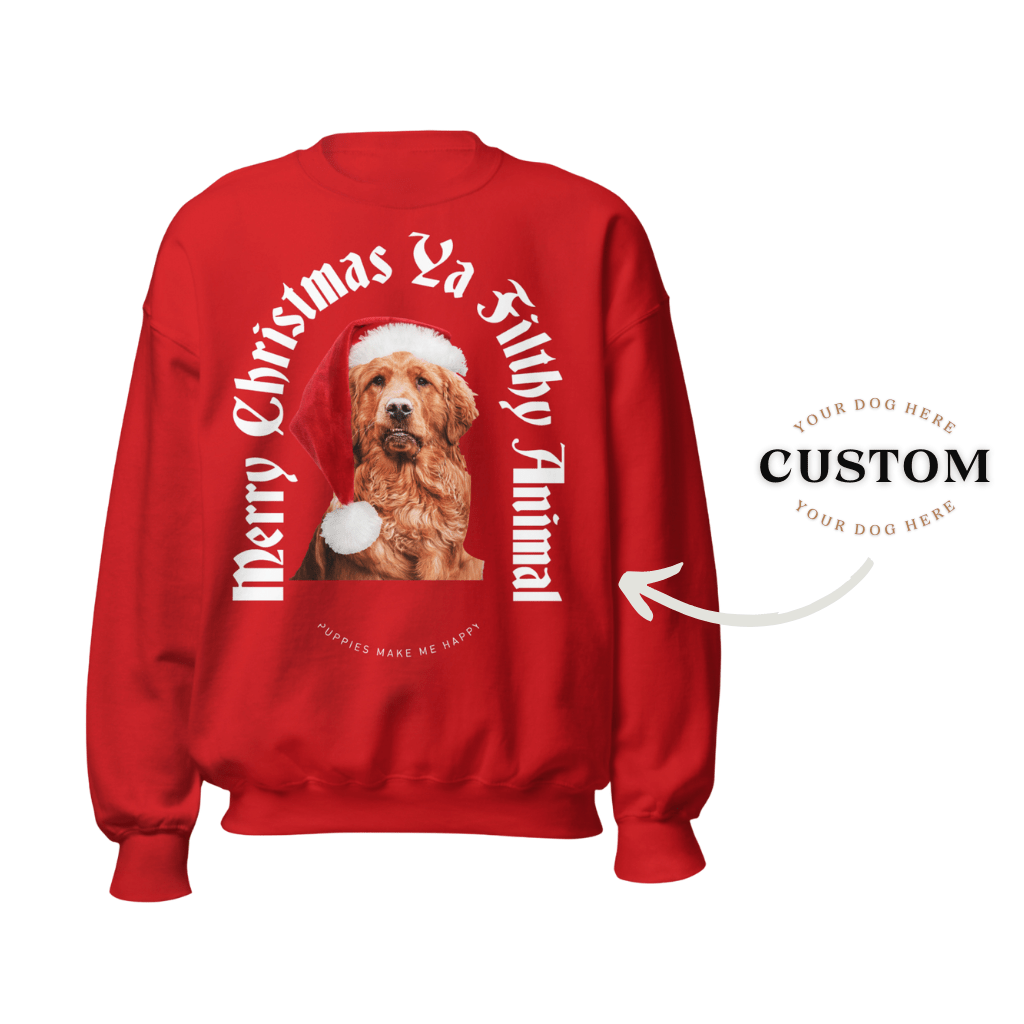 Your Dog Here | Merry Christmas | Custom Dog Sweatshirt - Puppies Make Me Happy
