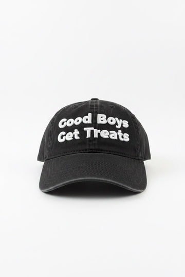 Good Boys Get Treats Distressed Dad Hat | Vintage Low Profile Cotton Cap - Puppies Make Me Happy