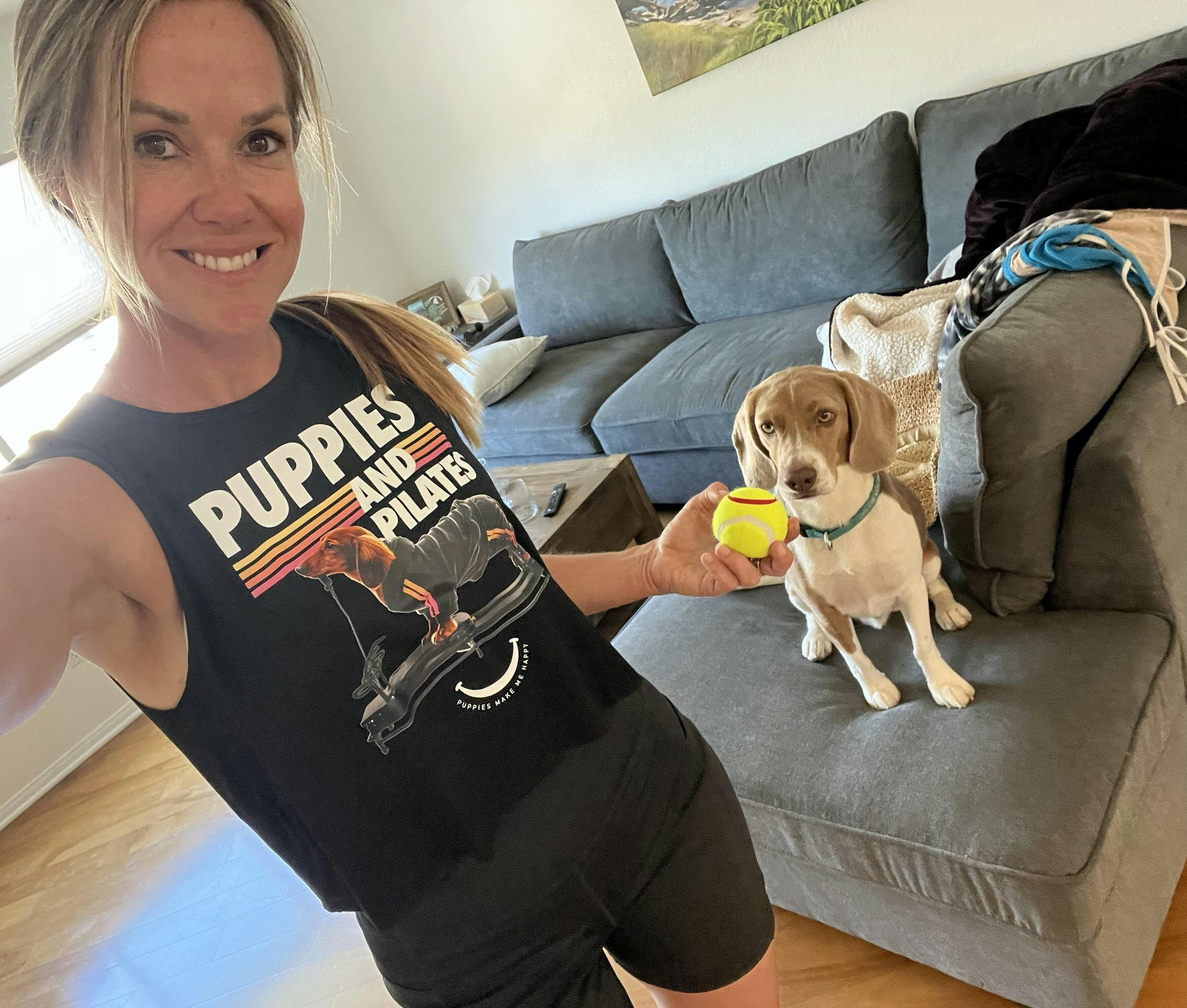 Puppies & Pilates Crop Top | Gift for Dog Moms & Yoga Lovers - Puppies Make Me Happy