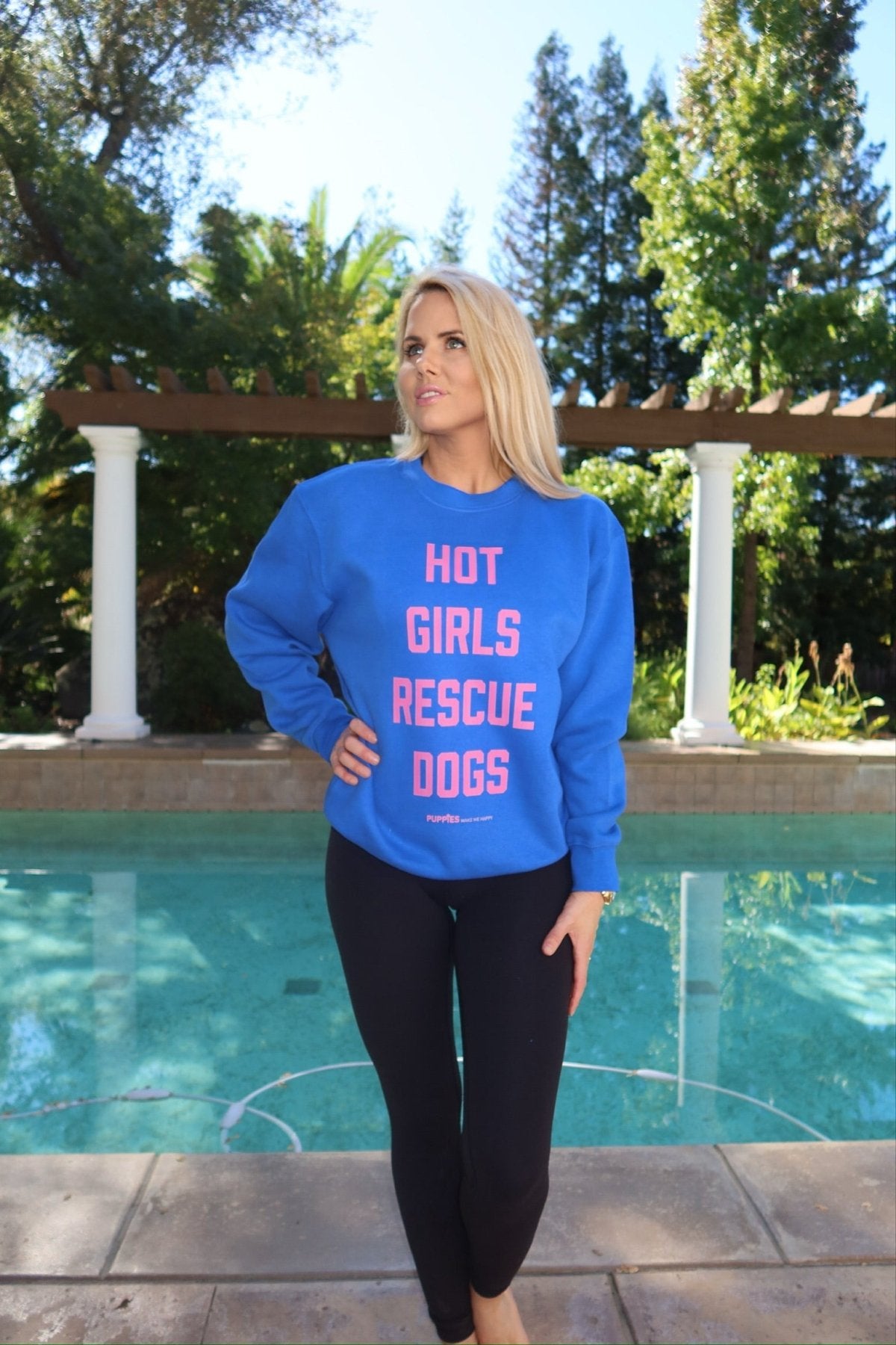 Hot Girls Rescue Dogs Unisex Crewneck Sweatshirt - Puppies Make Me Happy