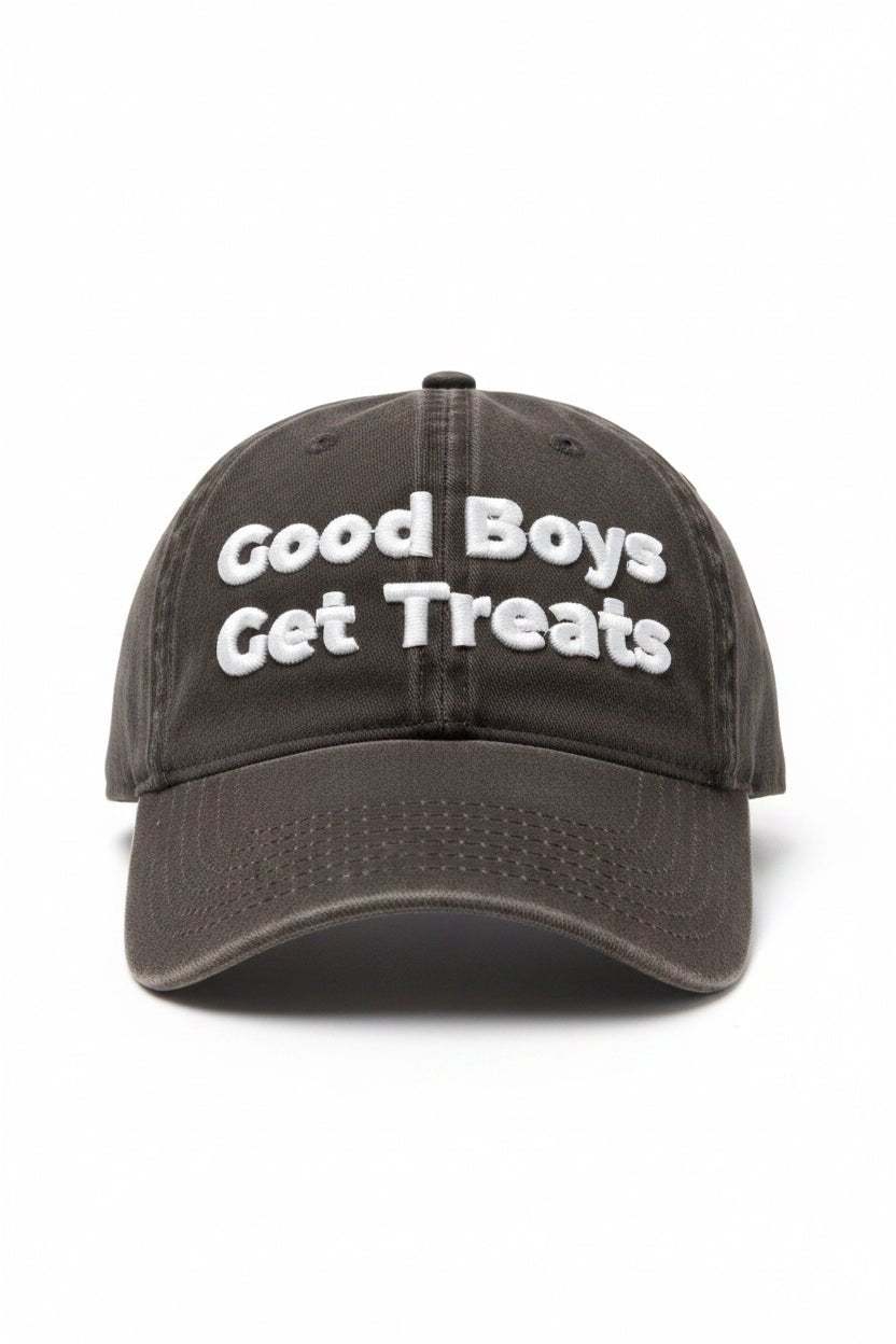 Good Boys Get Treats Distressed Dad Hat | Vintage Low Profile Cotton Cap - Puppies Make Me Happy