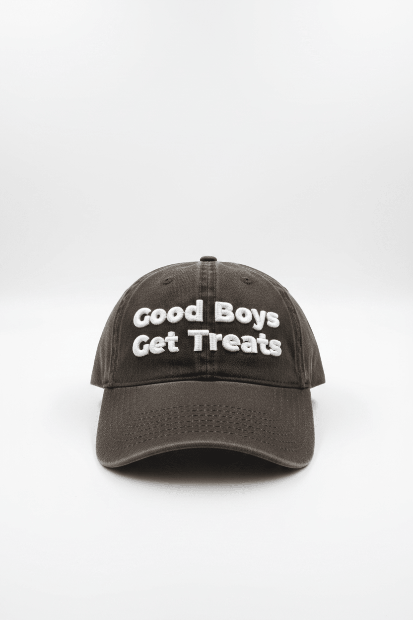 Good Boys Get Treats Distressed Dad Hat | Vintage Low Profile Cotton Cap - Puppies Make Me Happy