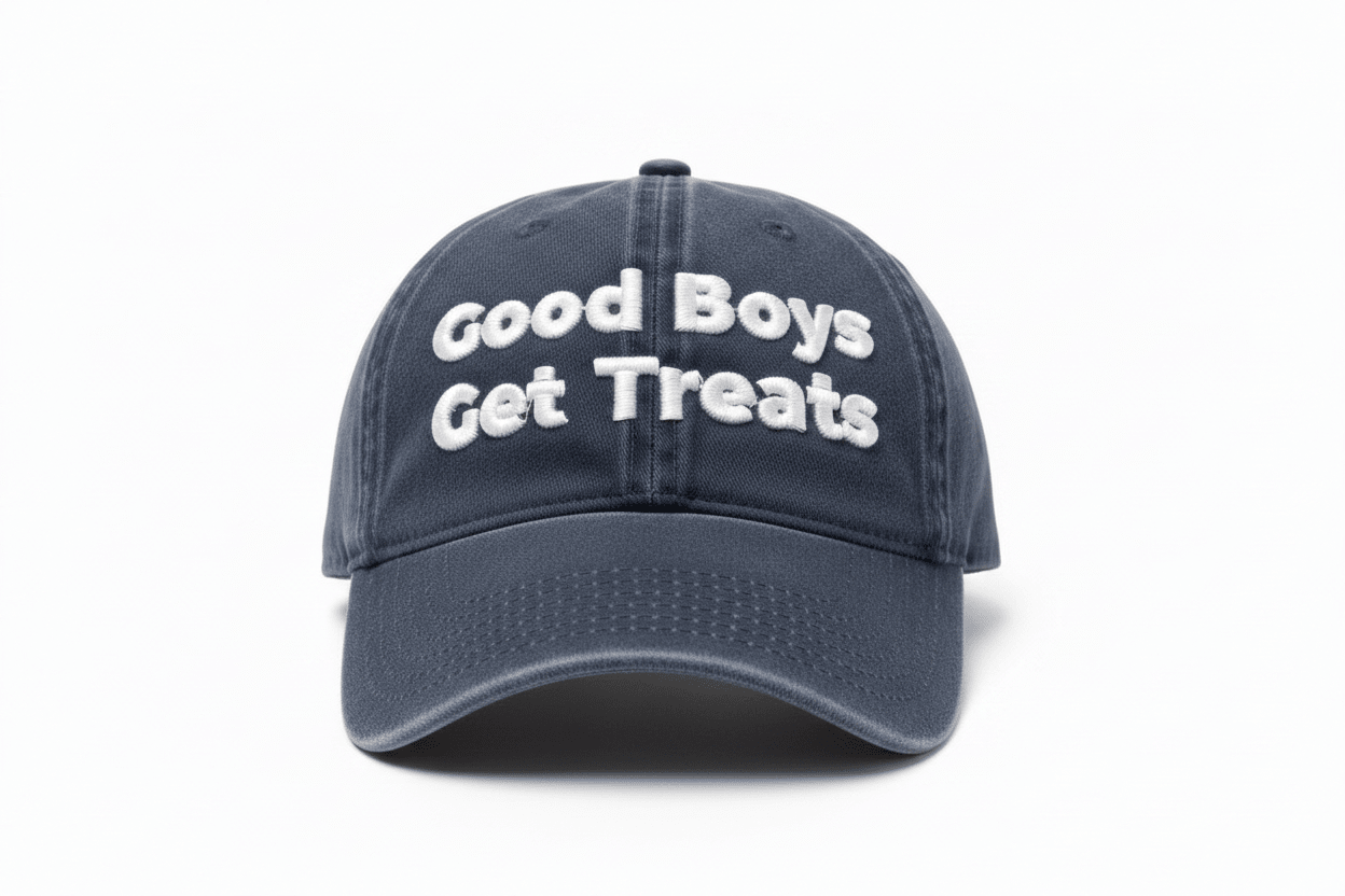 Good Boys Get Treats Distressed Dad Hat | Vintage Low Profile Cotton Cap - Puppies Make Me Happy