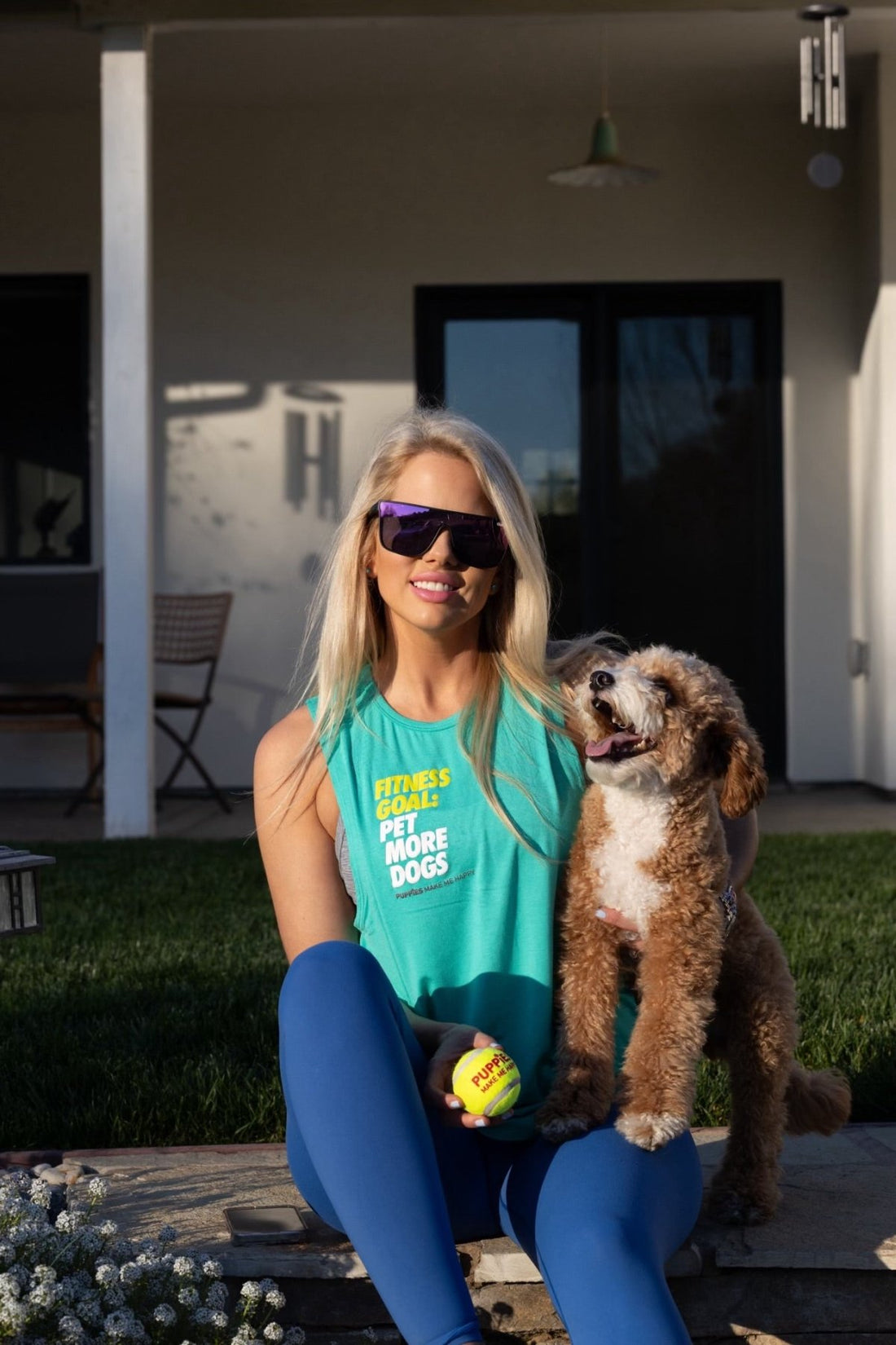 Fitness Goal | Dog Lover Sleeveless Tank | Gift for Dog Moms - Puppies Make Me Happy