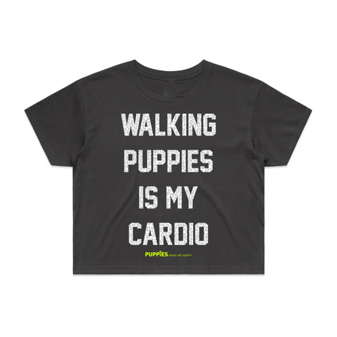 Walking Puppies is My Cardio Leopard Print | Crop Tee
