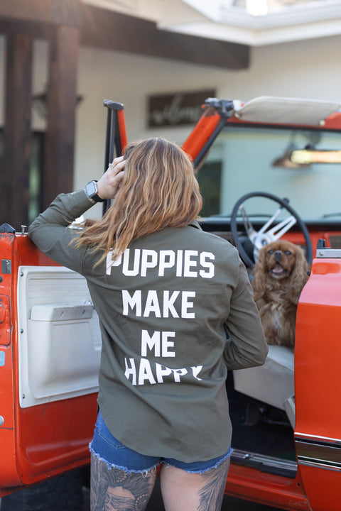 Puppies Club Military Button Up