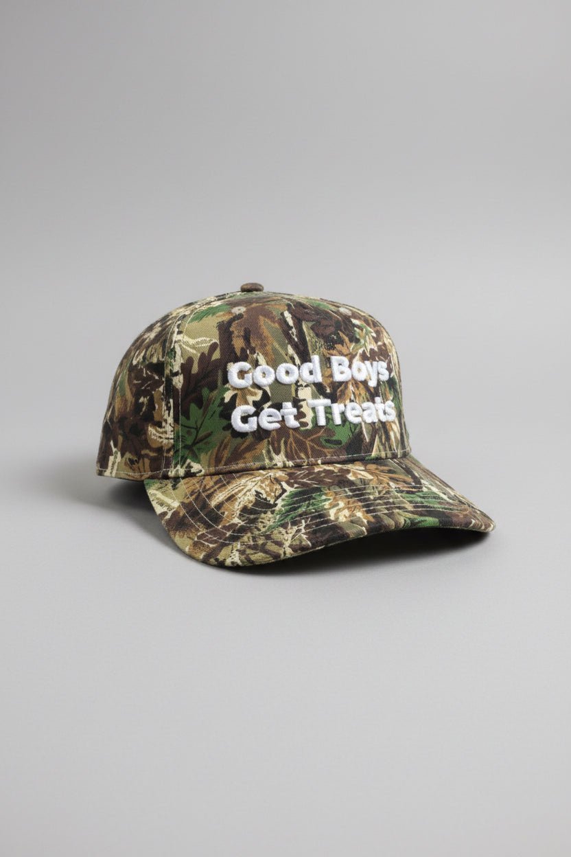 Good Boys Get Treats 5 Panel Baseball Cap | Structured Mid Profile Snapback - Puppies Make Me Happy