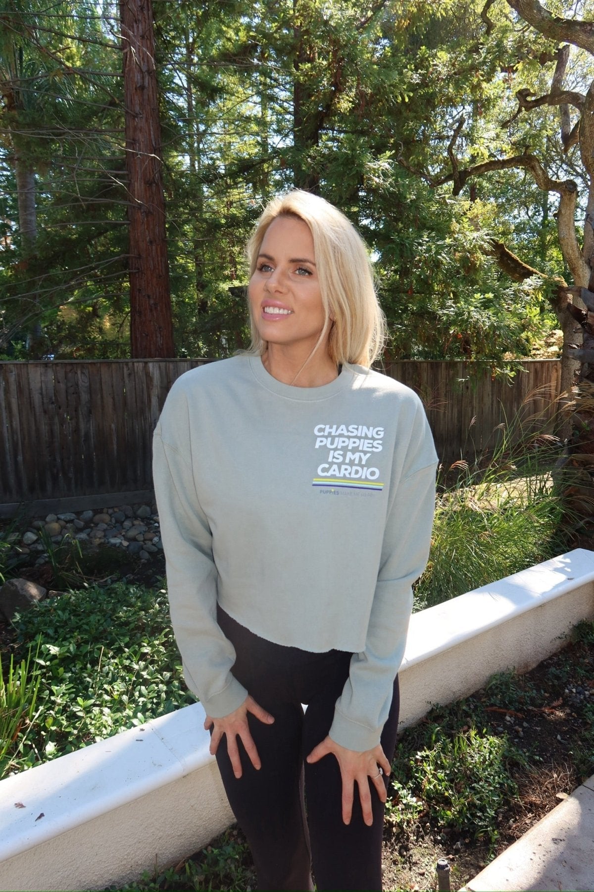 Chasing Puppies is my Cardio | Women's Cropped Sweatshirt - Puppies Make Me Happy