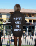 Puppies Make Me Happy Military Button Up | Present For Dog Lover - Puppies Make Me Happy
