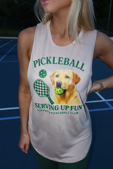 Pickleball Puppies Club | Puppies Soft Women's Sleeveless Tank | For Dog Lovers