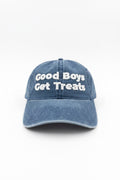 Good Boys Get Treats Distressed Dad Hat | Vintage Low Profile Cotton Cap - Puppies Make Me Happy