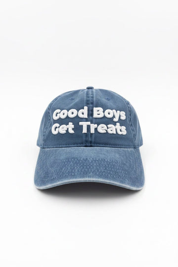 Good Boys Get Treats Distressed Dad Hat | Vintage Low Profile Cotton Cap - Puppies Make Me Happy