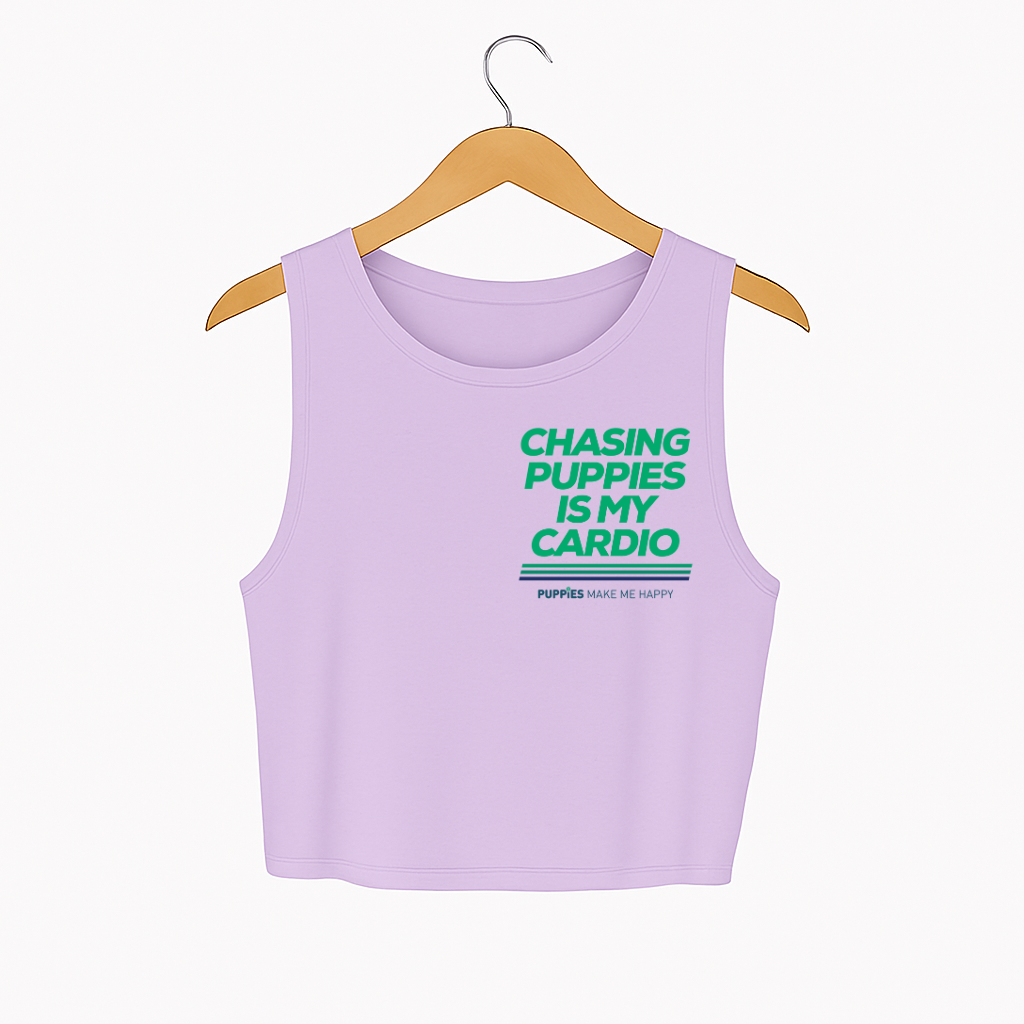 Chasing Puppies is My Cardio | Crop Tank | Green Font | Gift for Dog Mom
