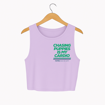 Chasing Puppies is My Cardio | Crop Tank | Green Font | Gift for Dog Mom