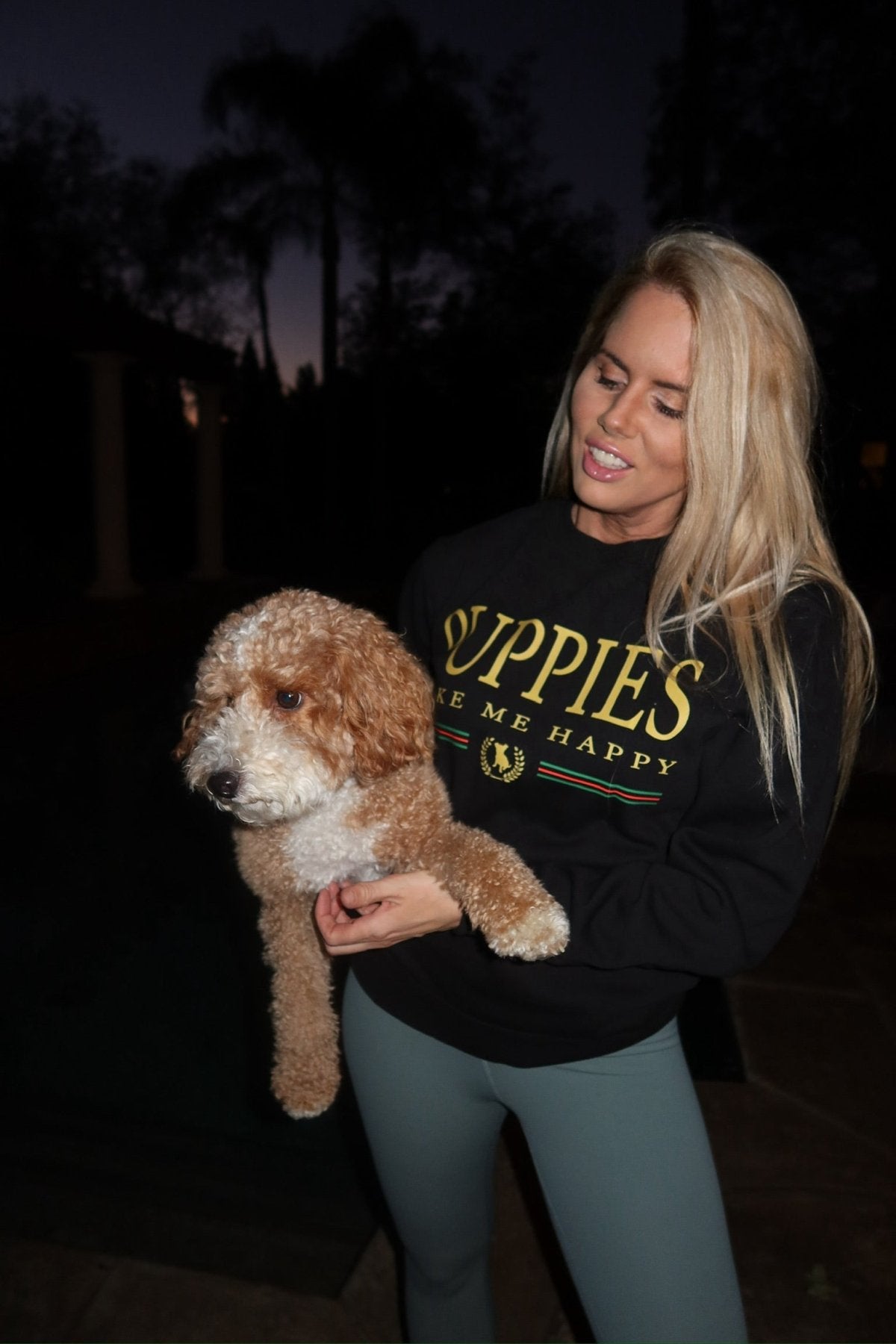 Rodeo Puppies Make Me Happy Unisex Crewneck Sweatshirt - Puppies Make Me Happy