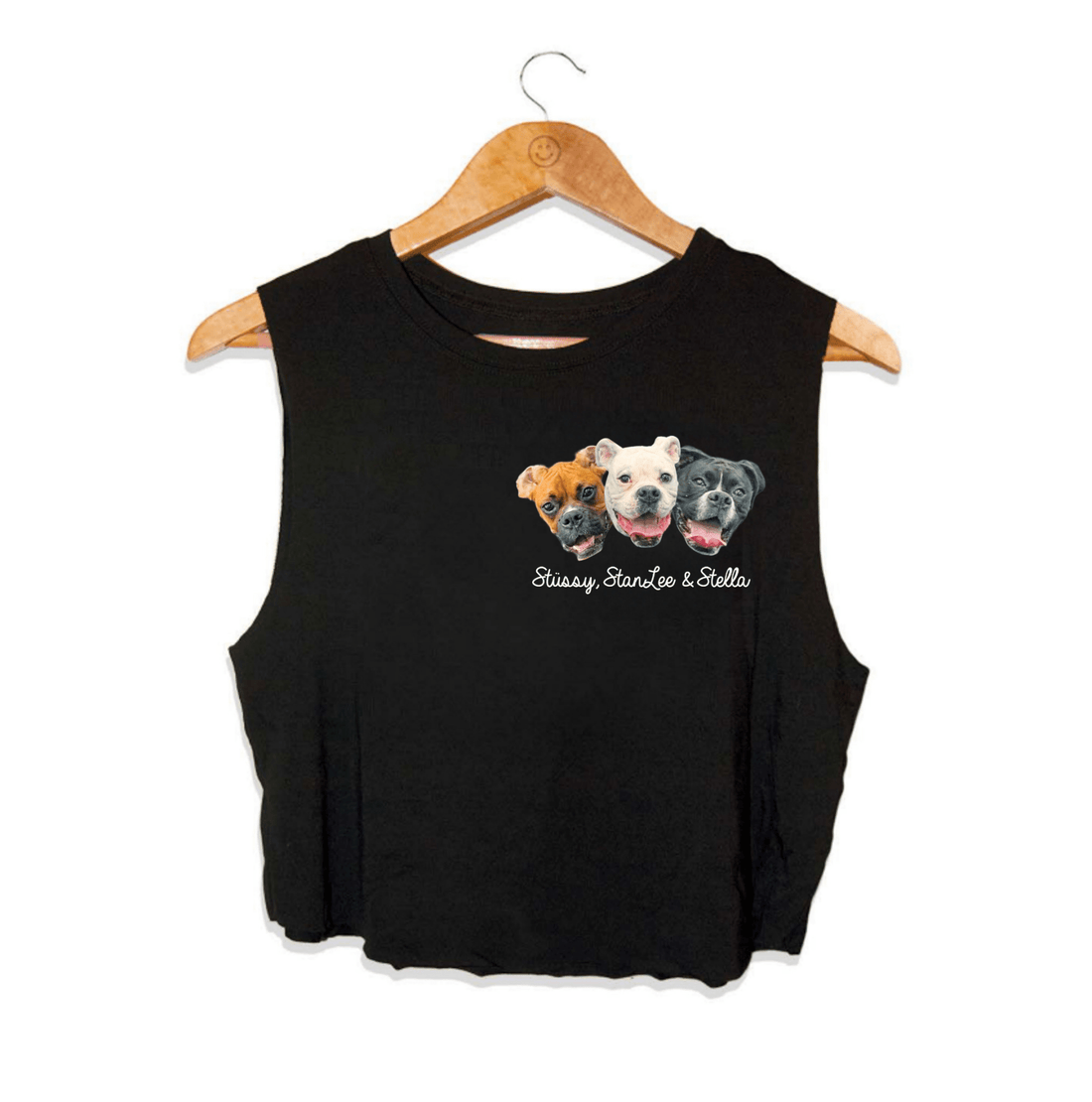 Custom Your Dog Here Pet Face | Crop Tank | Present for Dog Owners | Made in USA - Puppies Make Me Happy
