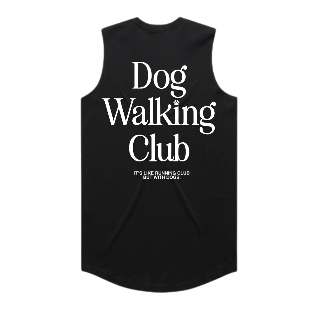 Dog walking club black tshirt sleeveless