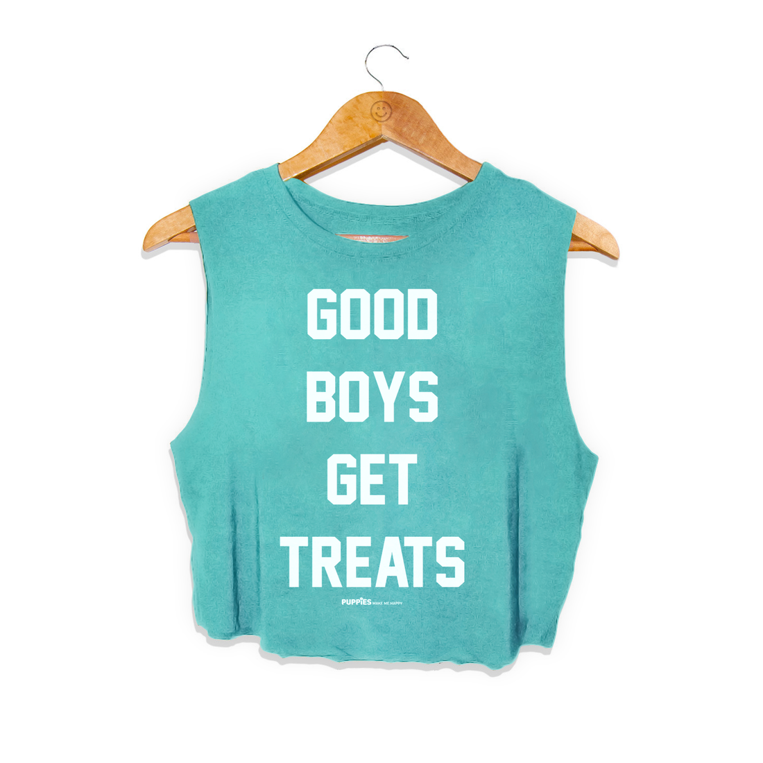 GOOD BOYS GET TREATS black crop top on hanger