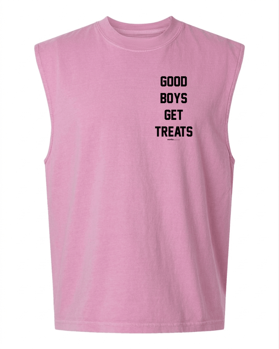 Good Boys Get Treats Heavyweight Muscle Tank | Premium Cotton Boxy Fit Best Gift - Puppies Make Me Happy