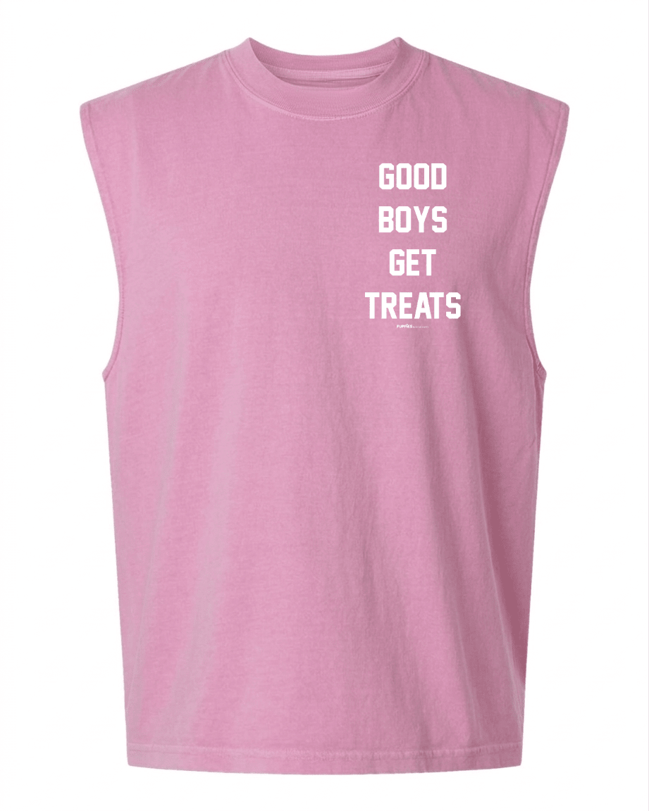 Good Boys Get Treats Heavyweight Muscle Tank | Premium Cotton Boxy Fit Best Gift - Puppies Make Me Happy