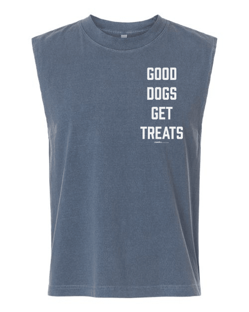 Good Dogs Get Treats Uni-Sex Heavyweight Muscle Tank | Premium Cotton Boxy Fit Best Gift for Dog Moms - Puppies Make Me Happy