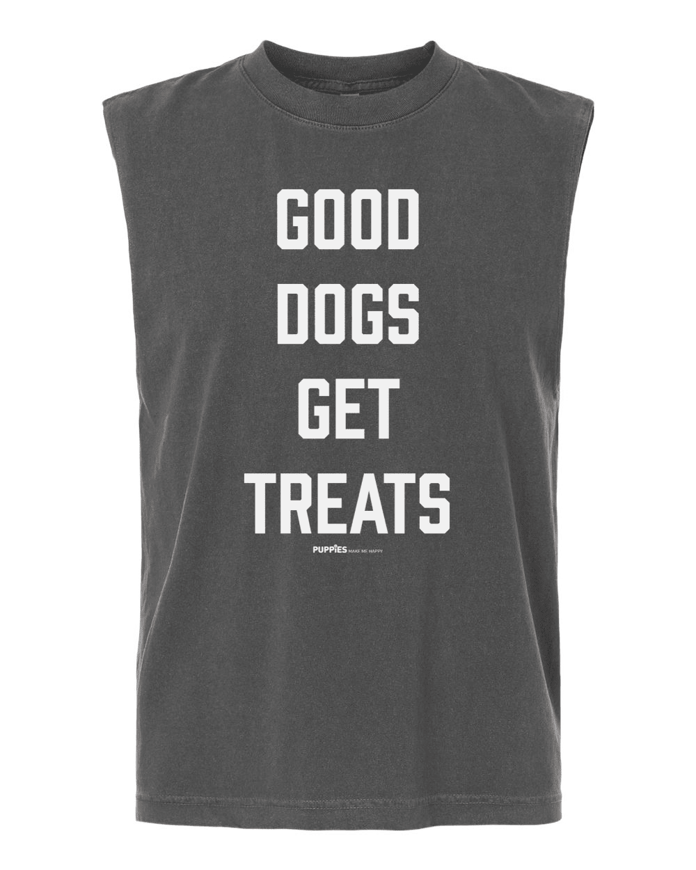Good Dogs Get Treats Unisex Heavyweight Muscle Tank | Vintage Washed Sleeveless Tee - Puppies Make Me Happy