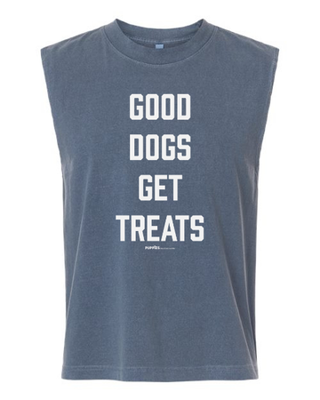 Good Dogs Get Treats Unisex Heavyweight Muscle Tank | Vintage Washed Sleeveless Tee