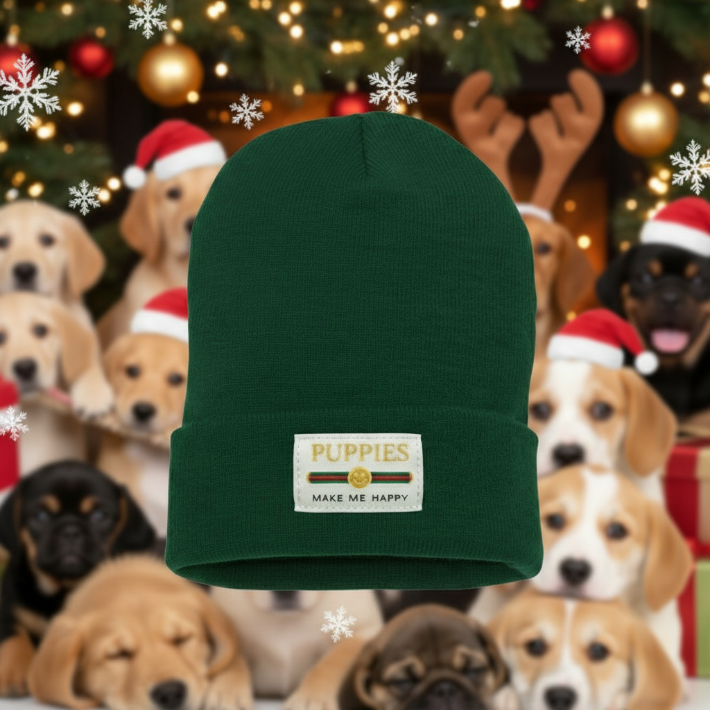 Pup Lux Gold Label Beanie | Knit Cap Best Gift for Dog Lovers - Puppies Make Me Happy
