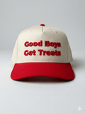 Good Boys Get Treats 5 Panel Baseball Cap | Structured Mid Profile Snapback - Puppies Make Me Happy