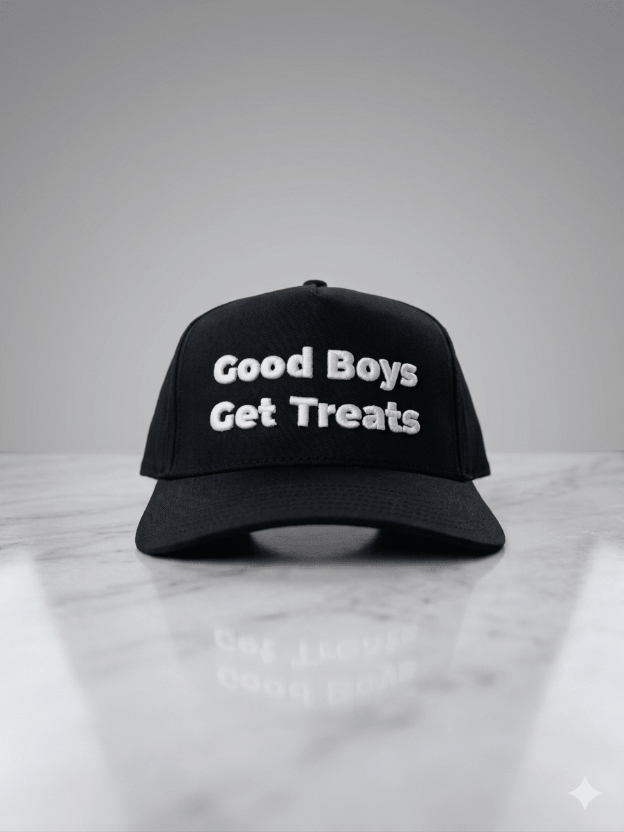 Good Boys Get Treats 5 Panel Baseball Cap | Structured Mid Profile Snapback - Puppies Make Me Happy