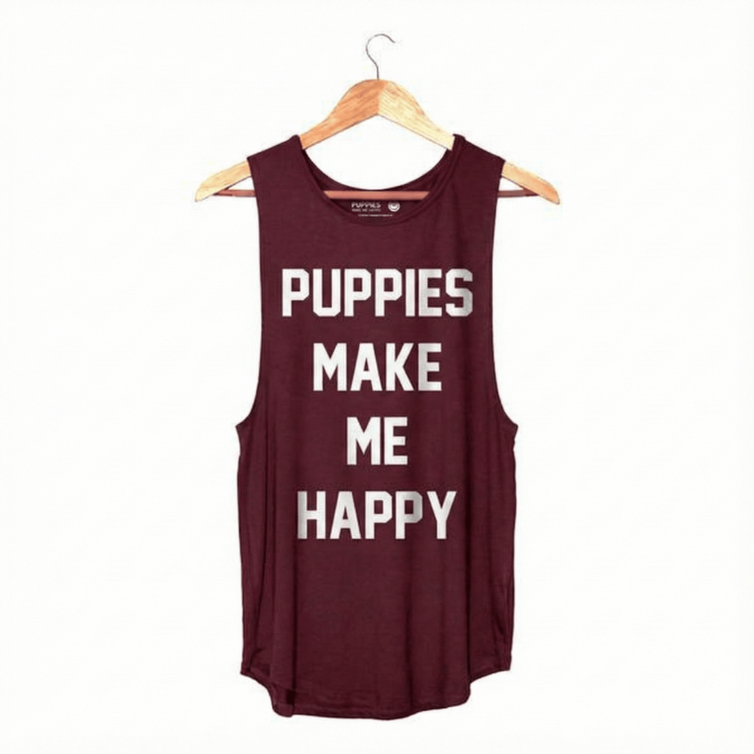 Puppies Make Me Happy Women's Sleeveless Tank | Ultra - Soft Made in USA Workout Gift - Puppies Make Me Happy
