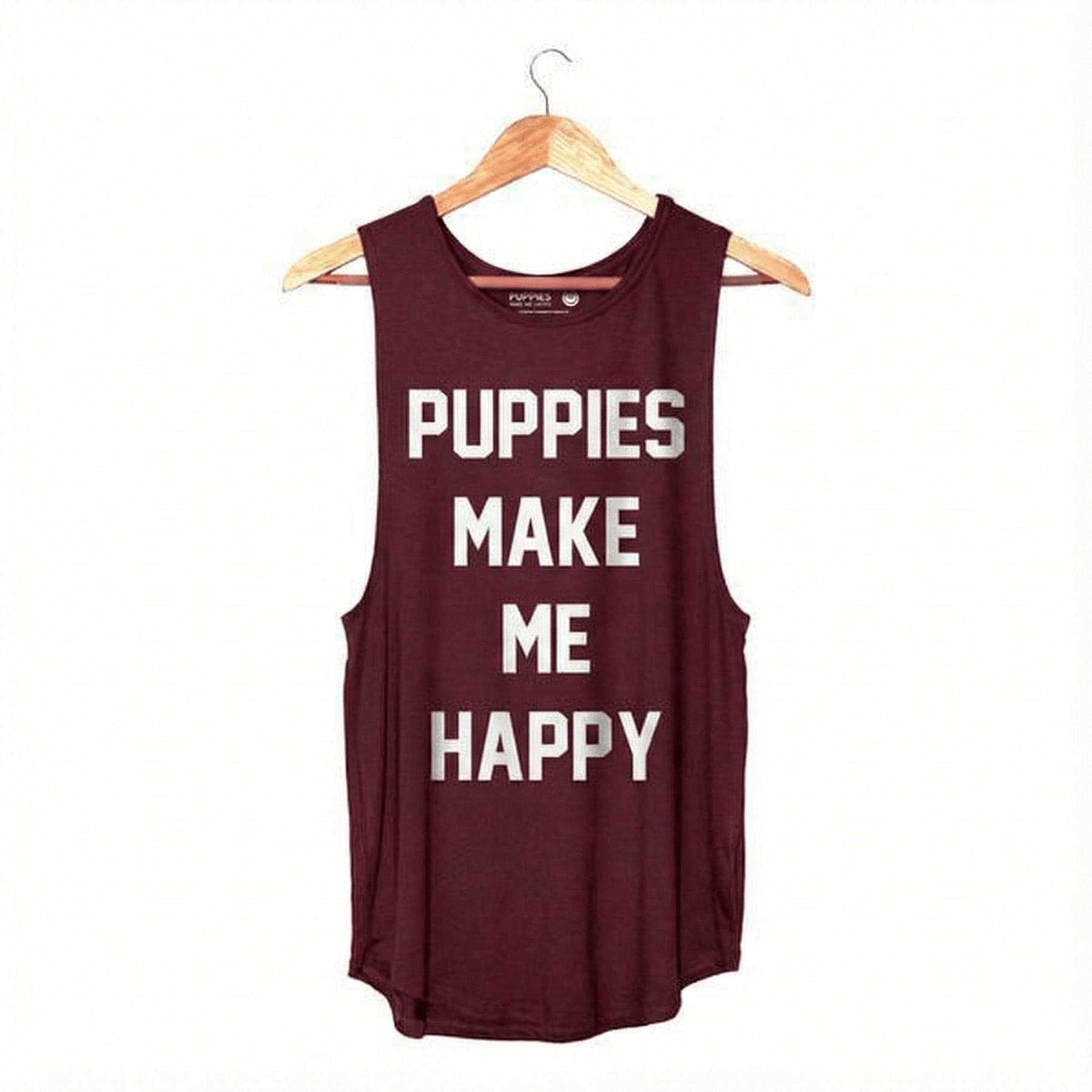 Puppies Make Me Happy Women's Sleeveless Tank | Ultra - Soft Made in USA Workout Gift - Puppies Make Me Happy