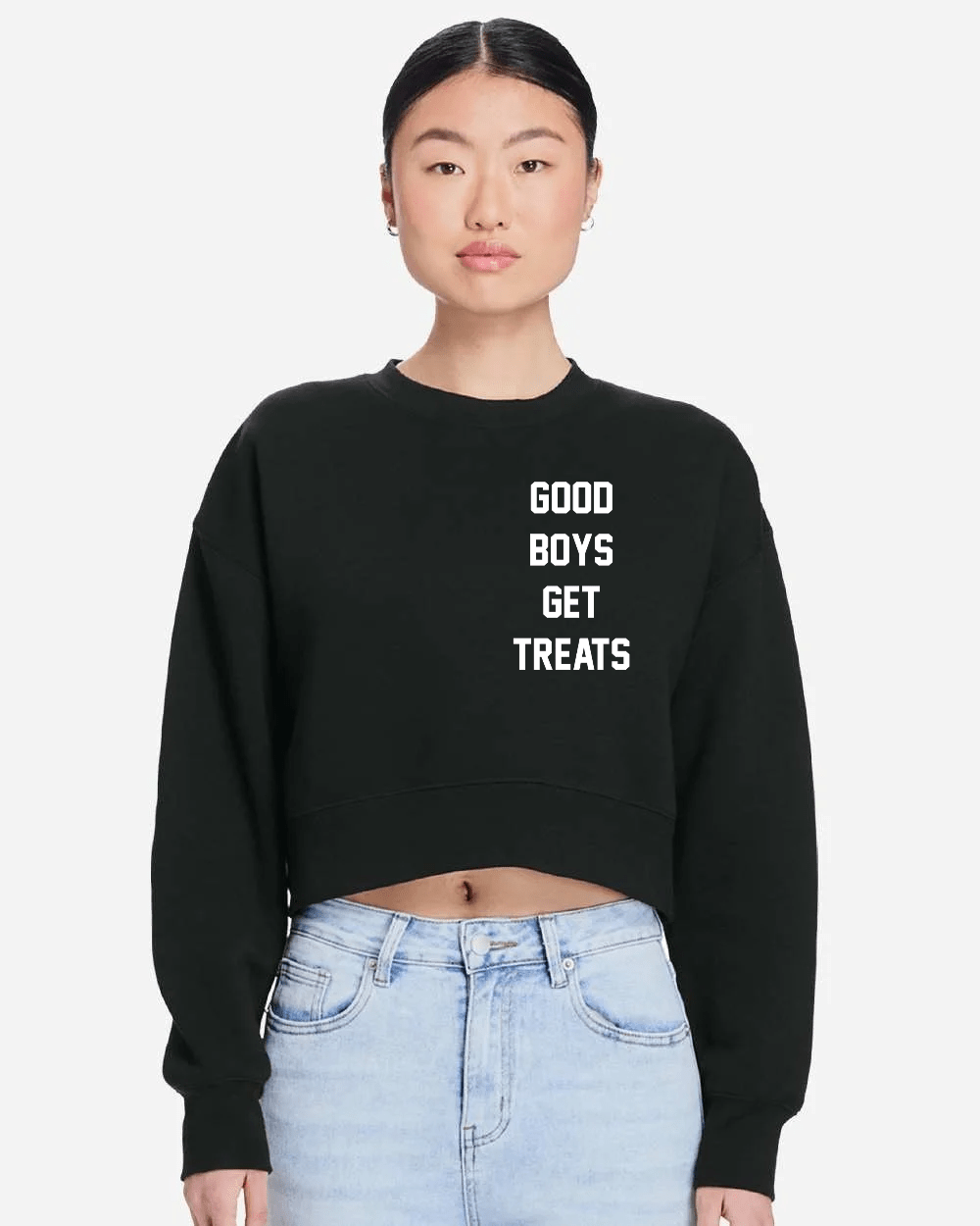 Good Boys Get Treats Relaxed Cropped Crewneck Sweatshirt - Puppies Make Me Happy