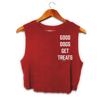 Good Dogs Get Treats Crop Tank | Made in USA Activewear Gym Muscle Tank