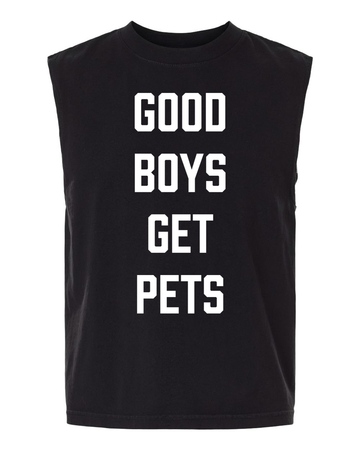 Good Boys Get Pets Unisex Heavyweight Muscle Tank | Bold Vertical Statement Gym Tank