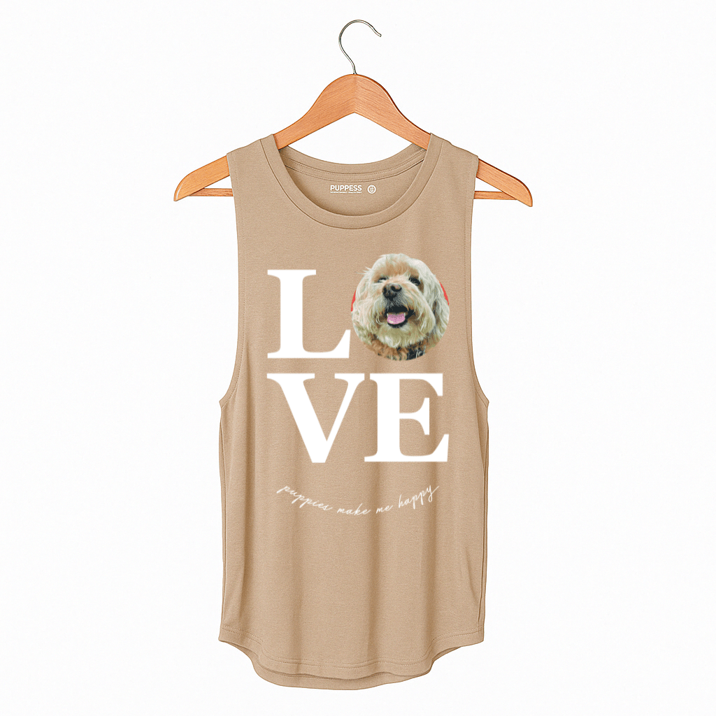 True Love Custom Dog Photo Women's Tank | Personalized "LOVE" Graphic Made in USA - Puppies Make Me Happy