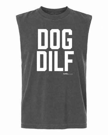 Dog DILF Unisex Heavyweight Muscle Tank | Vintage Washed Sleeveless - Puppies Make Me Happy
