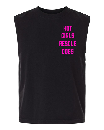 Hot Girls Rescue Dogs Heavyweight Muscle Tank | Pink Font Edition