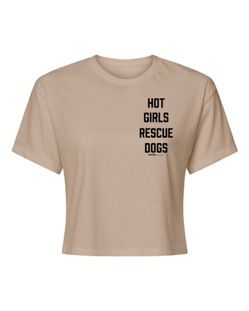 Hot Girls Rescue Dogs Women's Soft Cotton Crop Tee | Black Font Edition